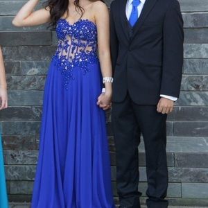 Blue formal prom dress